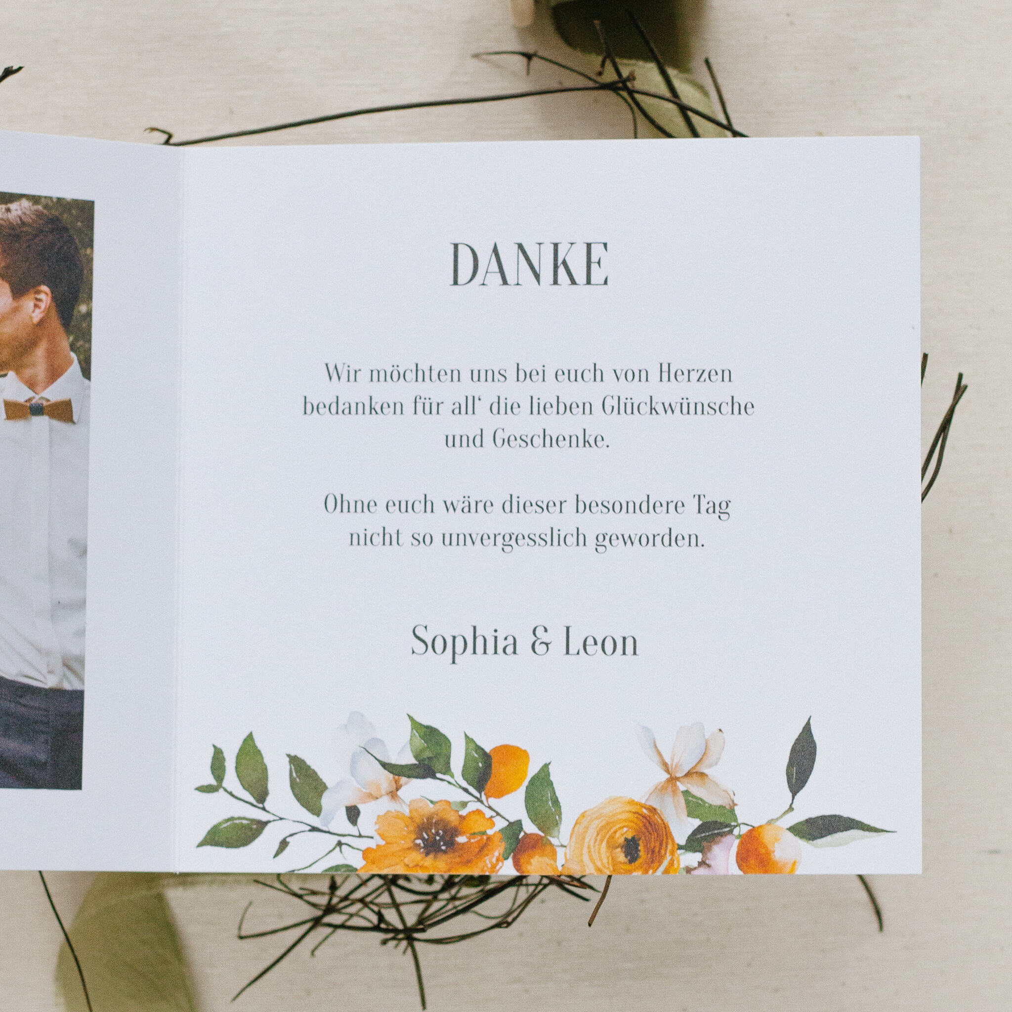 Dankkarte Mediterrane Hochzeit - Siegel Boutique Mestharm