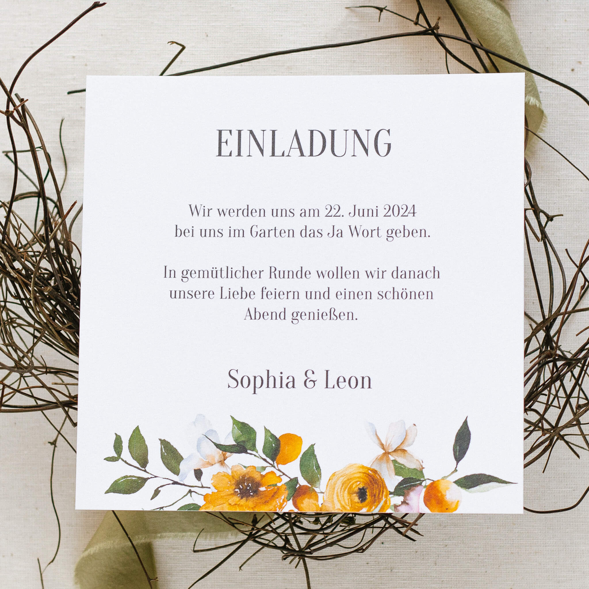 Einladung Mediterrane Hochzeit einfach - Siegel Boutique Mestharm