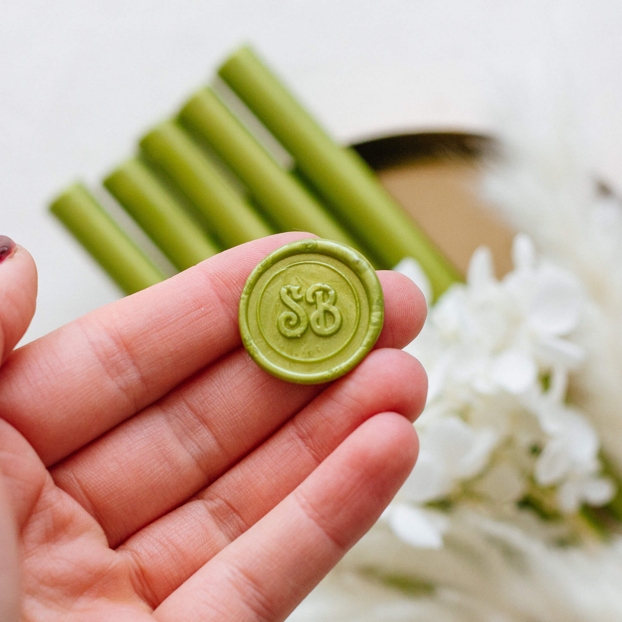 Siegelwachs Grün Perlmutt