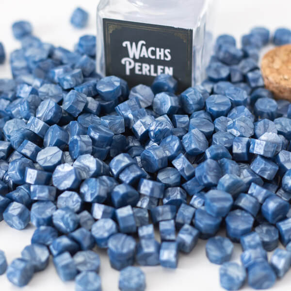 Blau Metallic Wachs Perlen - Siegel Boutique Mestharm