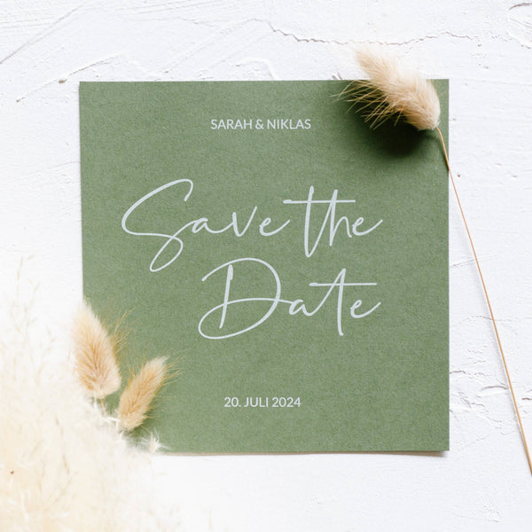 Save the Date Hochzeit Simple Oliv